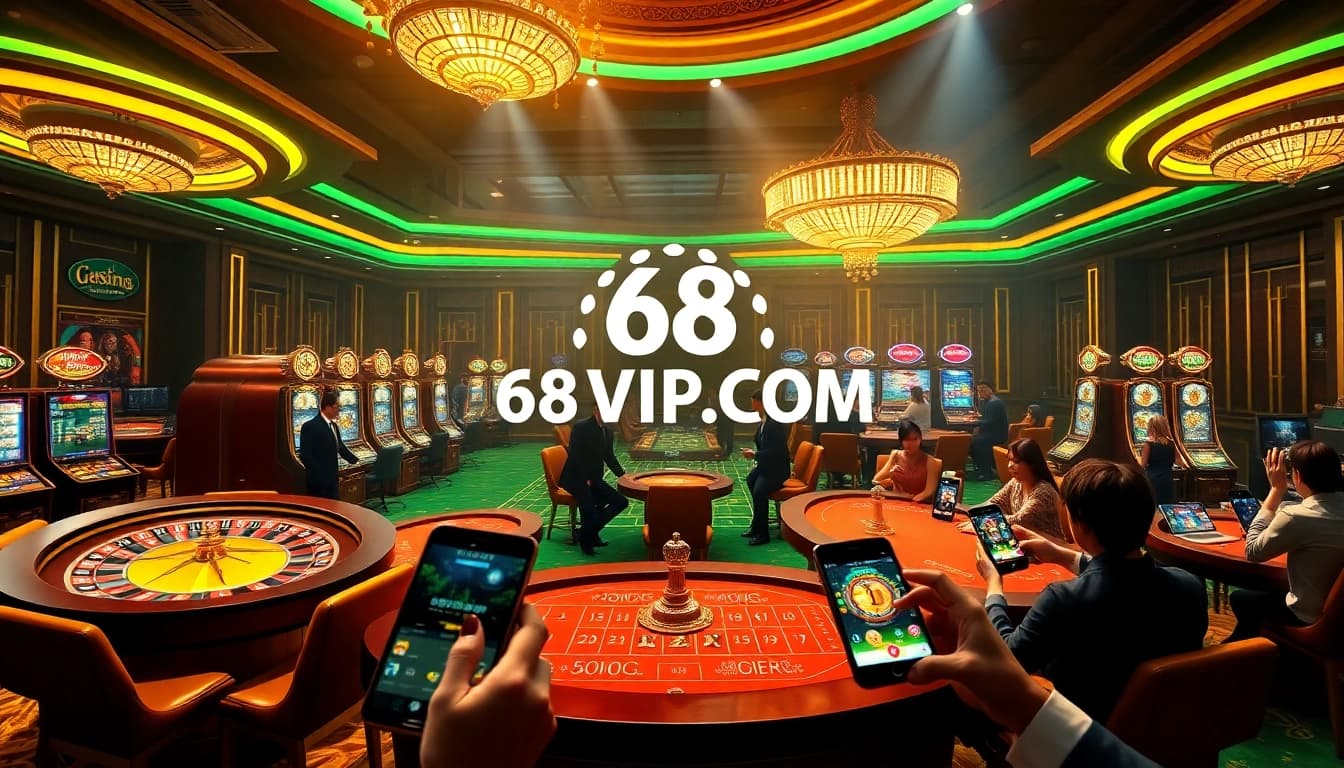 Experience thrilling gameplay with 68VIP.COM in a luxurious online casino setting.