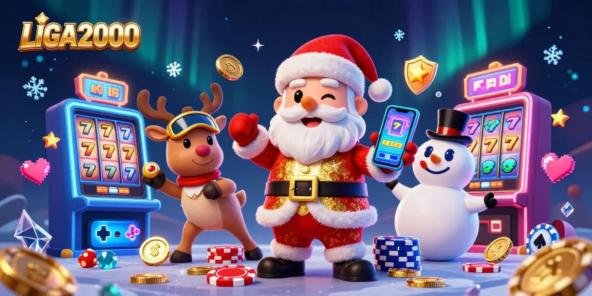 Pemain LIGA2000 menikmati kemenangan slot yang mendebarkan bersama Santa dan teman-teman di kasino yang meriah