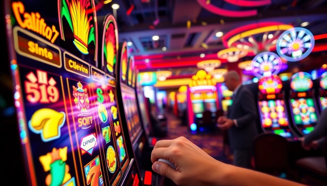 Menangkan Slot Game yang menarik dengan mesin slot berwarna-warni di kasino.