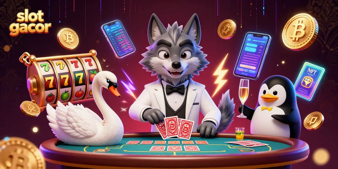 Menangkan slot gacor dengan simbol buah dan jackpot yang mengelilingi karakter kasino yang menawan.