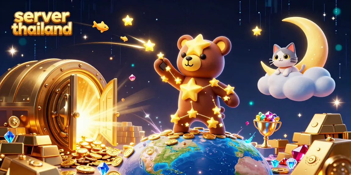 Play and win at server thailand with vibrant golden treasures, coins, and interactive elements.