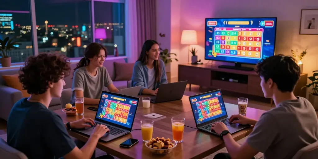Pengguna rajatogel bermain togel online dengan antusias di ruang tamu modern.
