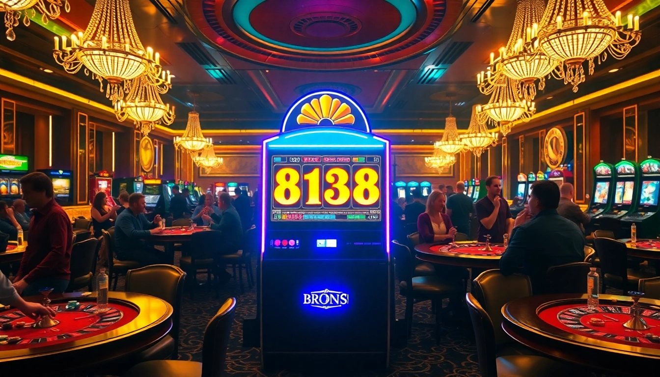 Players enjoying the thrilling bro138 slot experience at a vibrant casino table.