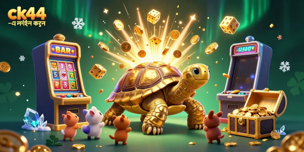Engaging illustration of players logging into ck44 -এ লগইন করুন, showcasing vibrant slots and gaming excitement.