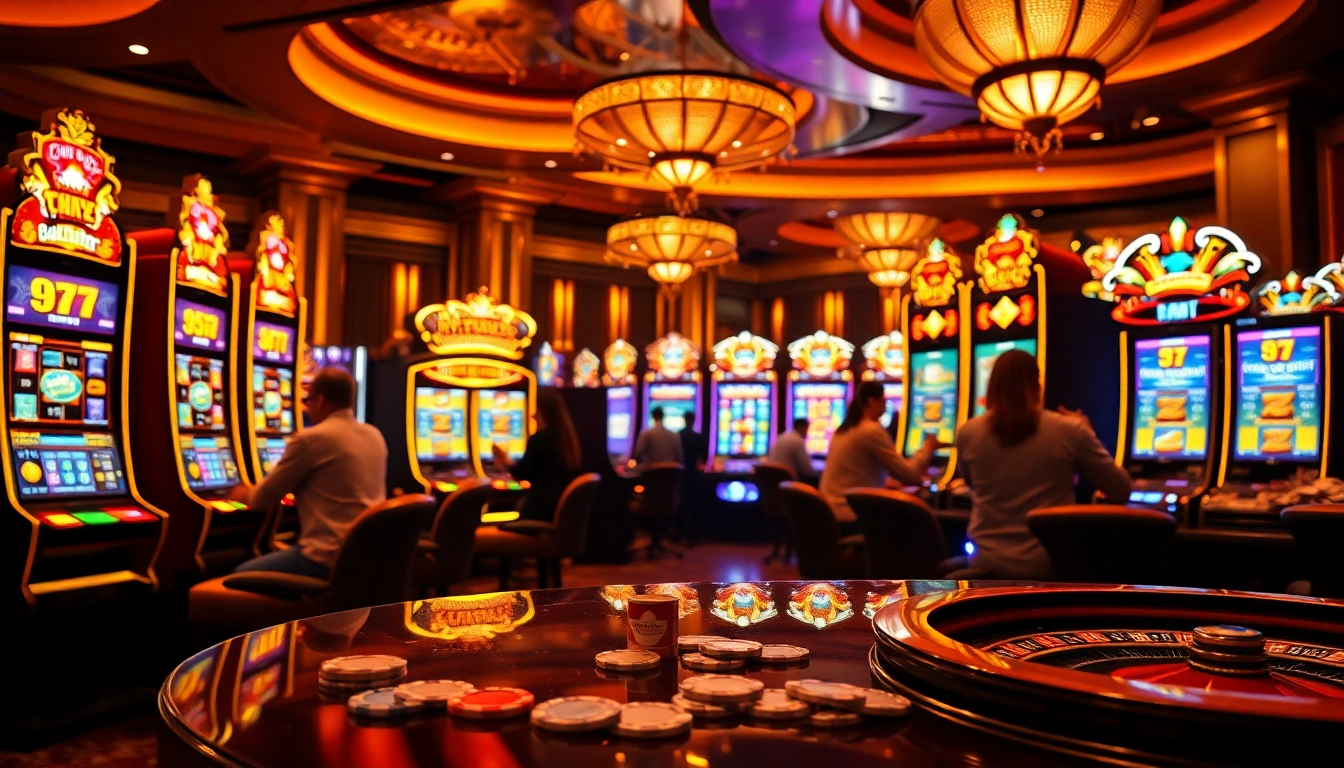 KTPJITU showcases vibrant slot machines in a luxurious casino, highlighting exciting gaming moments.