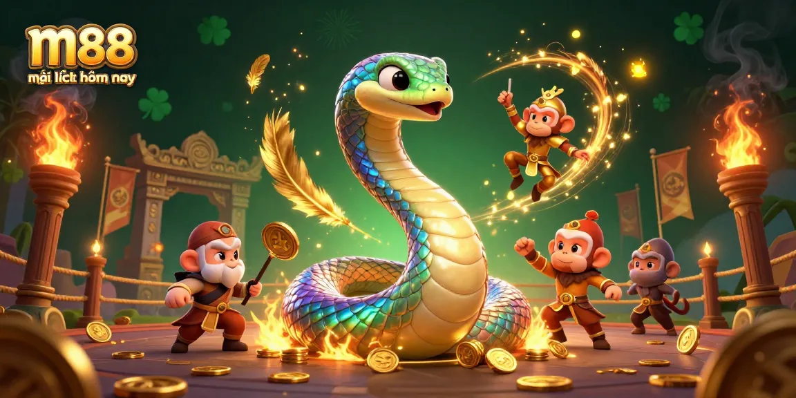 Đặt cược vào những hành động hấp dẫn với m88 mới nhất hôm nay trong hình minh họa 3D đầy màu sắc theo chủ đề casino.