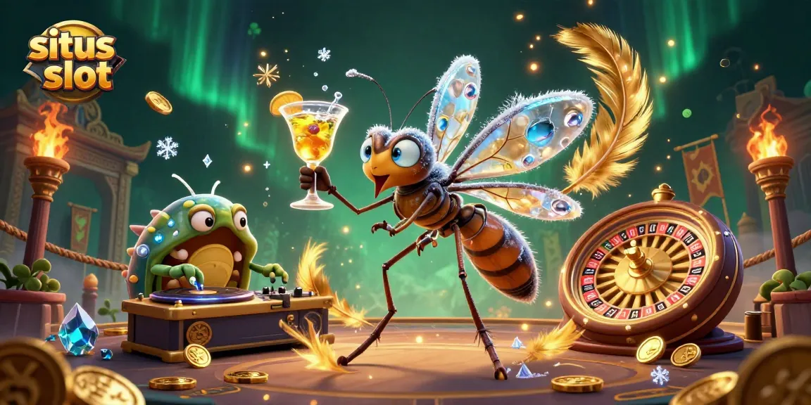 Enjoy thrilling excitement at situs slot featuring a 3D mosquito mascot, trilobite DJ, and roulette elements.