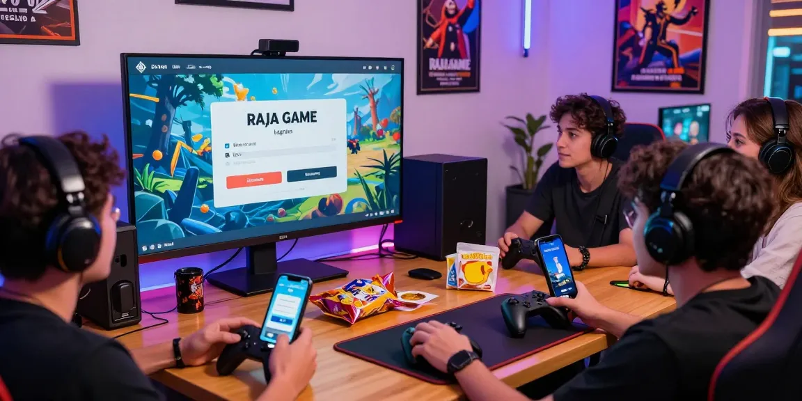 Raja Game login scene with players using mobile devices and enjoying their gaming experience.