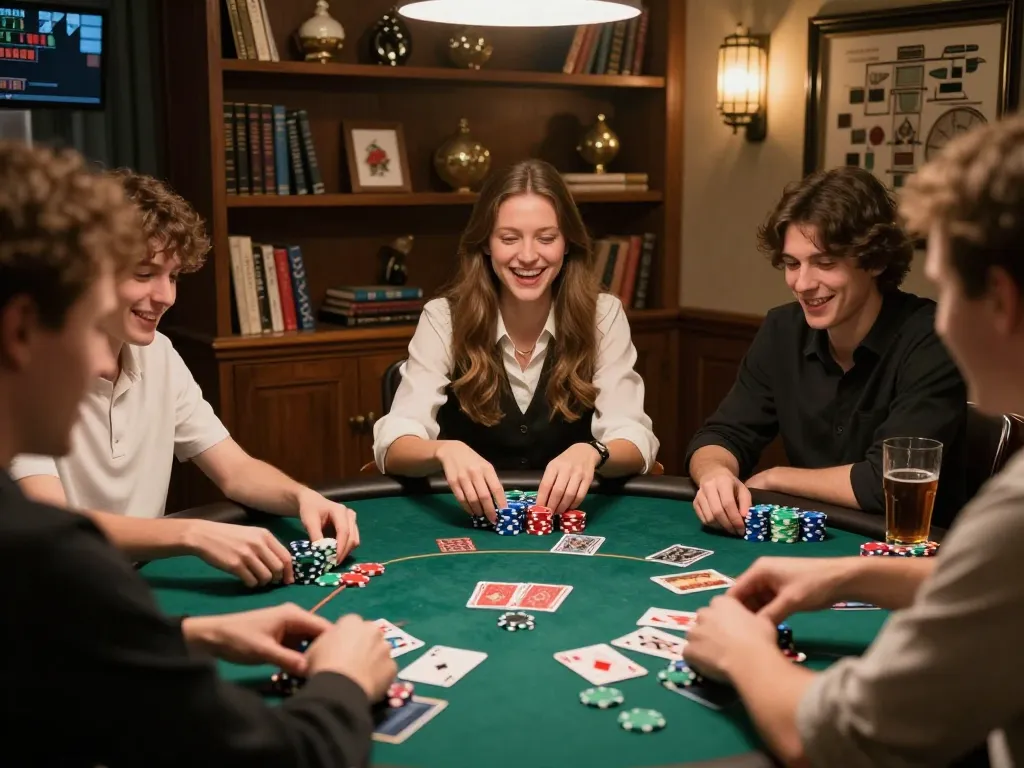 Playing poker with friends at home while enjoying the excitement of qh88eu gaming.