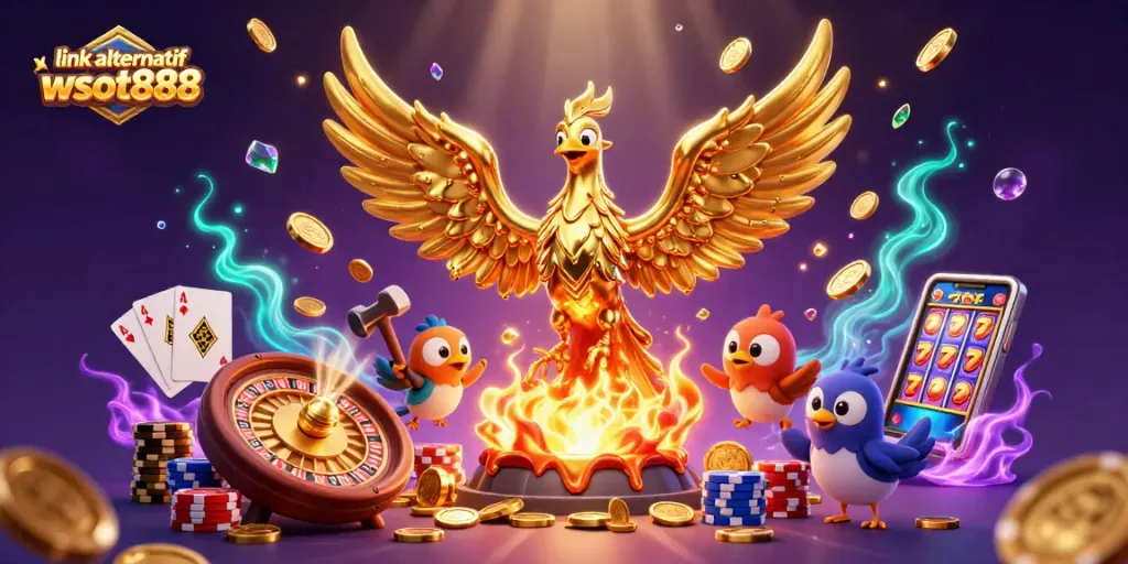 Memenangkan jackpot dengan link alternatif wslot888, tampilan permainan yang megah dan berwarna cerah.