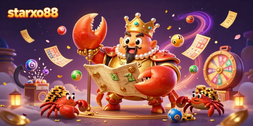 Engage in exciting moments with starxo88 as the golden crab emperor leads the treasure hunt.