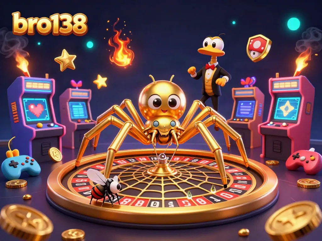 Experience the thrill of bro138 as players bet in a vibrant casino scene with a roulette wheel.