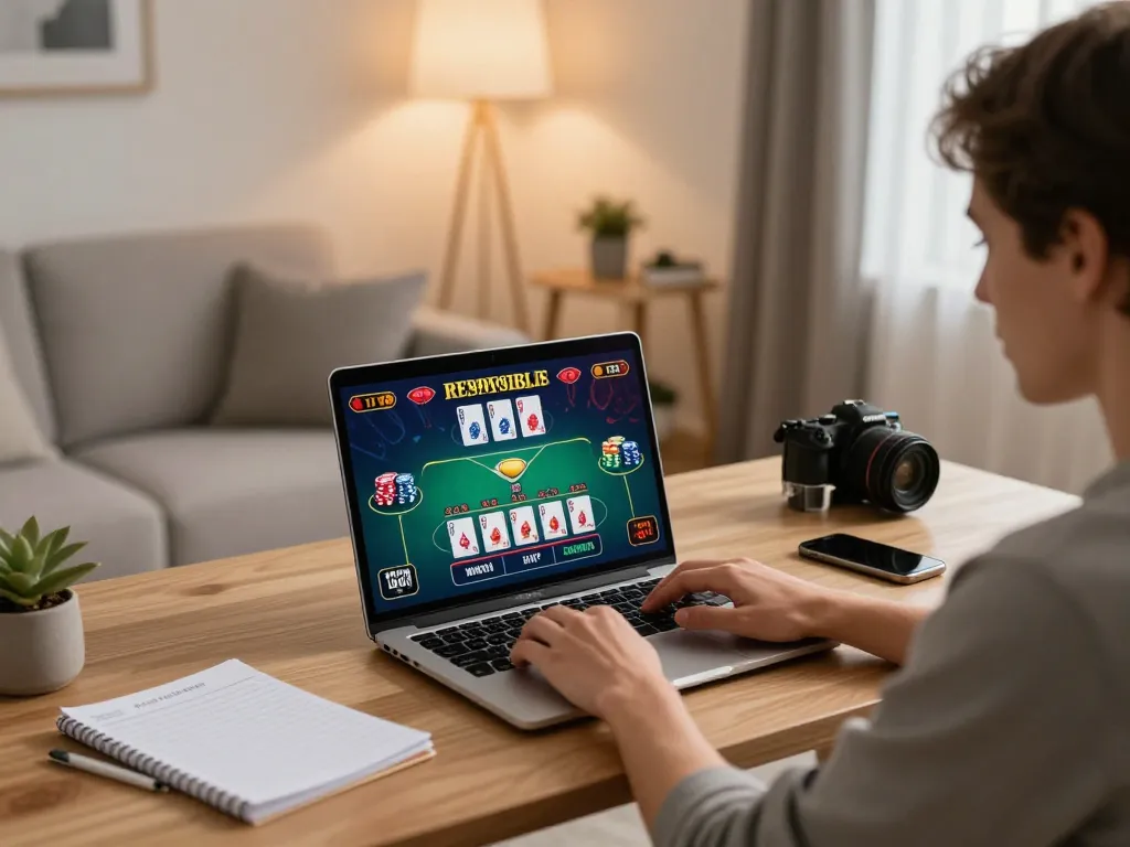 Player engaging in thrilling online casino gameplay at fly88mb, showcasing excitement and strategy.