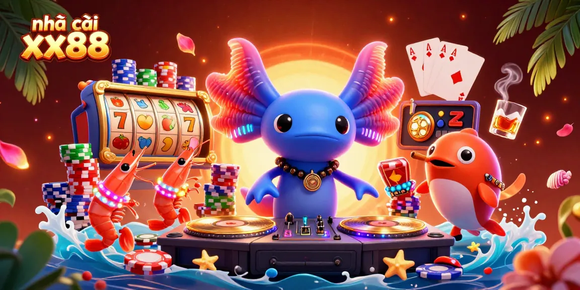 Experience thrilling gameplay at nhà cái xx88 with neon characters and casino-themed elements.