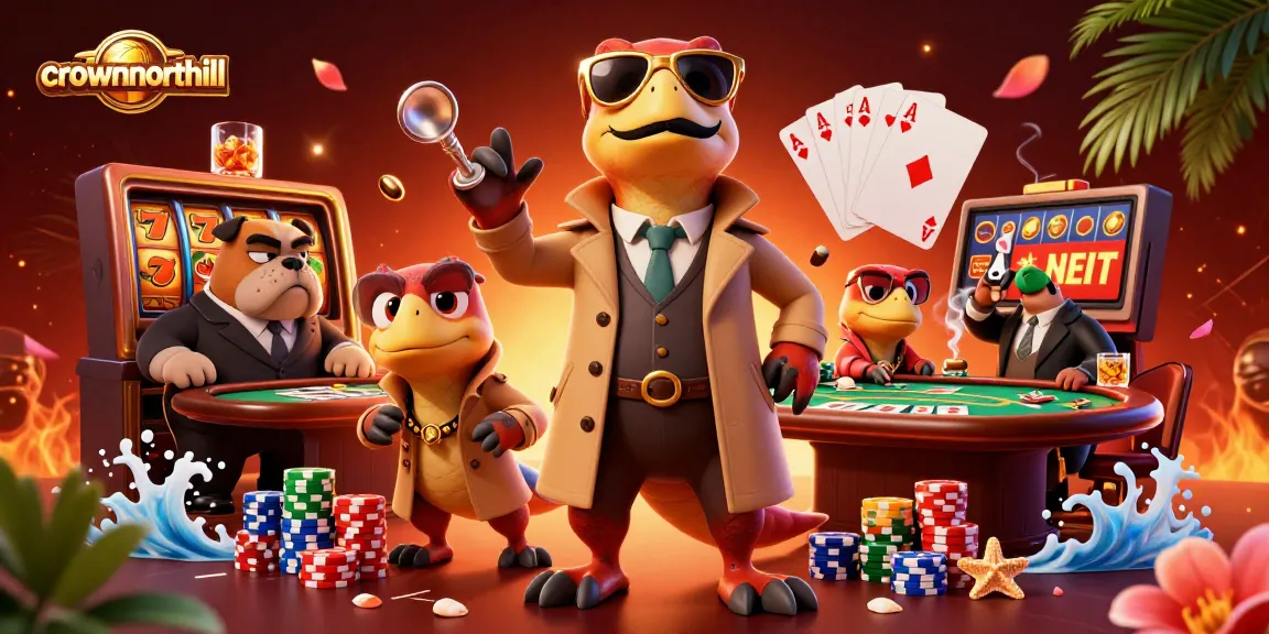 Crownnorthill attracts players to bonus buy slots with three raptors humorously posing in a casino scene.