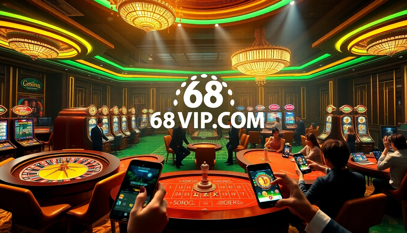 Experience thrilling gameplay with 68VIP.COM in a luxurious online casino setting.