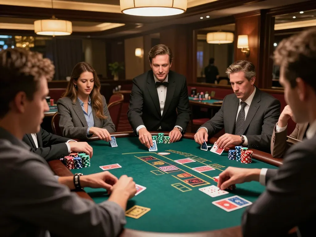 Players at 388bet blackjack table celebrate a winning hand with focused gameplay.