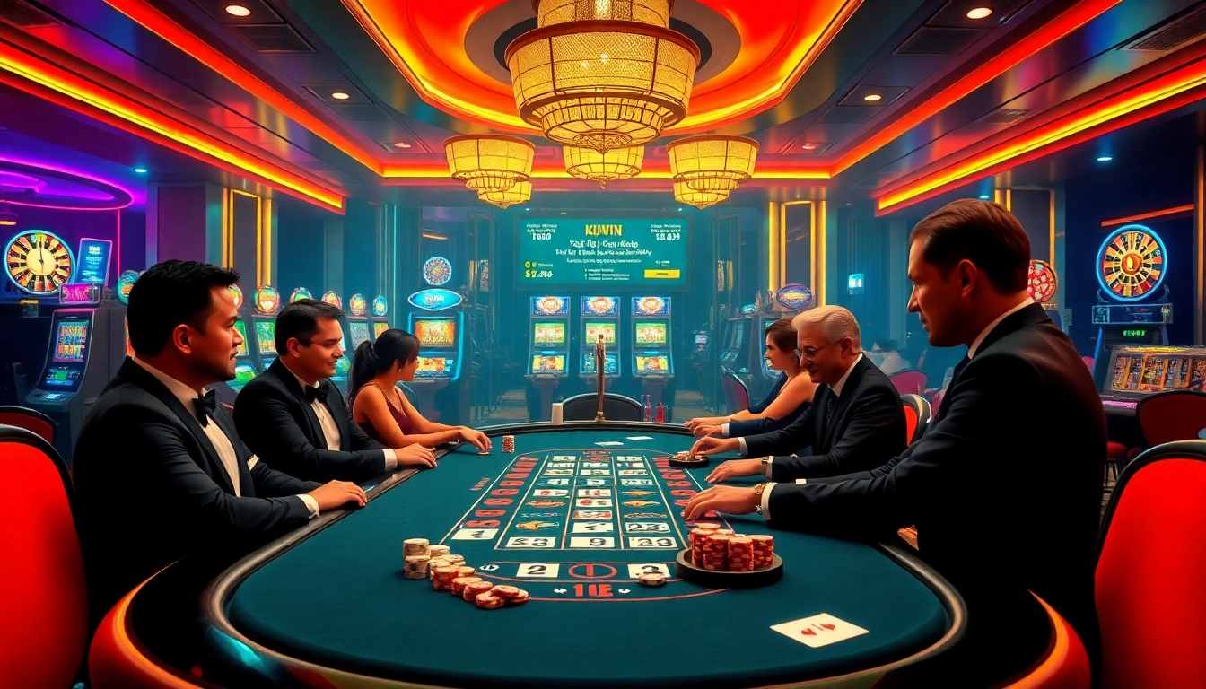 Experience thrilling poker at KUWIN's professional casino table with vibrant ambiance and dynamic gameplay.