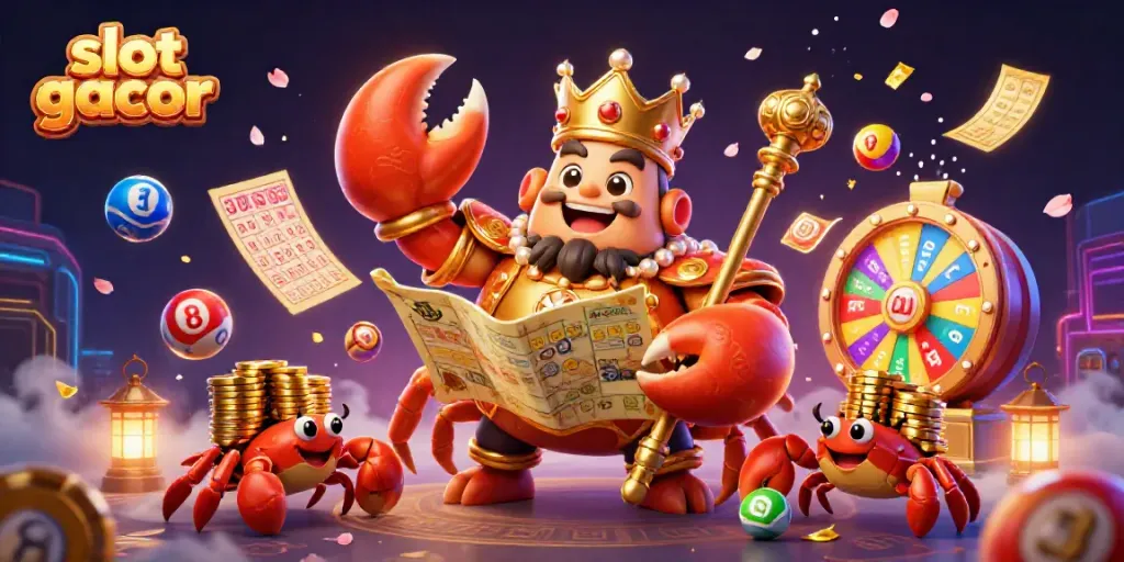 Experience the excitement of slot gacor with a golden crab emperor and dynamic gaming elements.