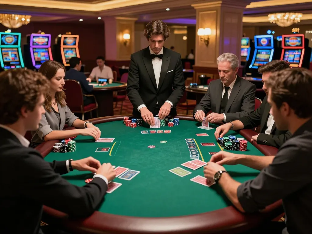 TT88 blackjack table action with players making strategic bets in an upscale casino setting.