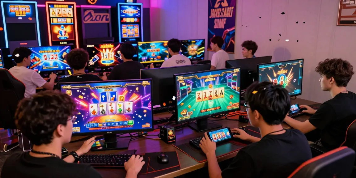 Engaging online gaming scene showcasing diverse players enjoying popular games at gamebaidoithuong is with vibrant graphics and celebratory atmosphere.