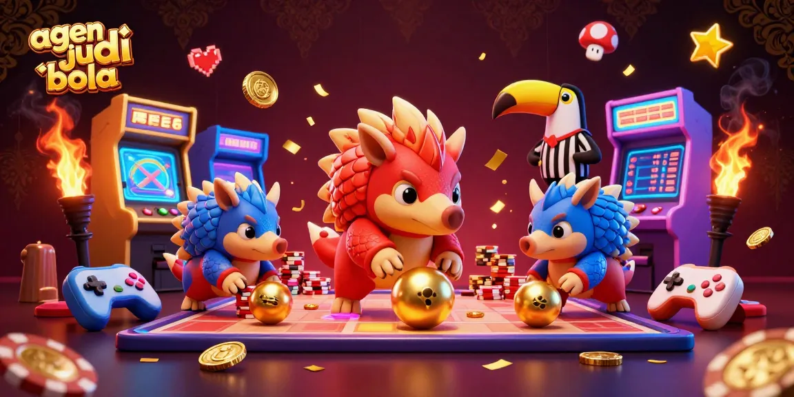 Engage in thrilling action with agen judi bola as rival pangolins roll golden balls amidst poker chips.