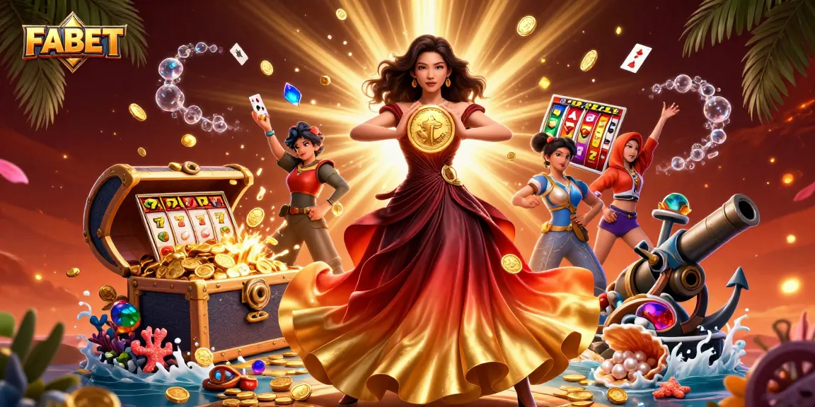 Engage with FABET's thrilling slots, experiencing the rush of winning amidst vibrant casino visuals.