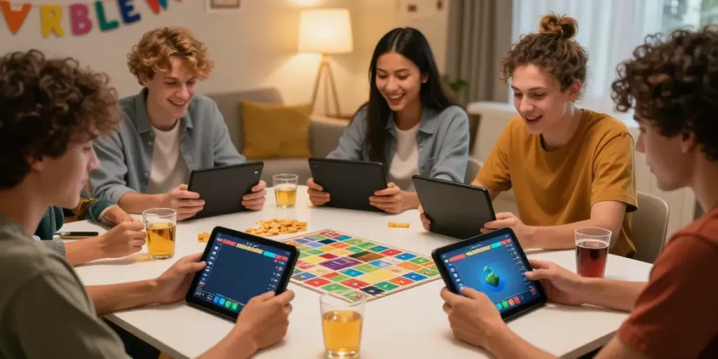 Exciting Rumble Rummy gameplay session among friends in a cozy living room.