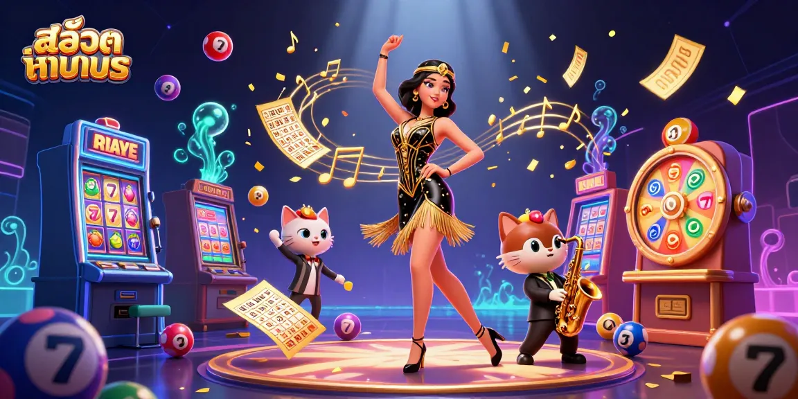 Spin and win with สล็อตทดลอง as vibrant lottery balls and dazzling prizes fill the scene.