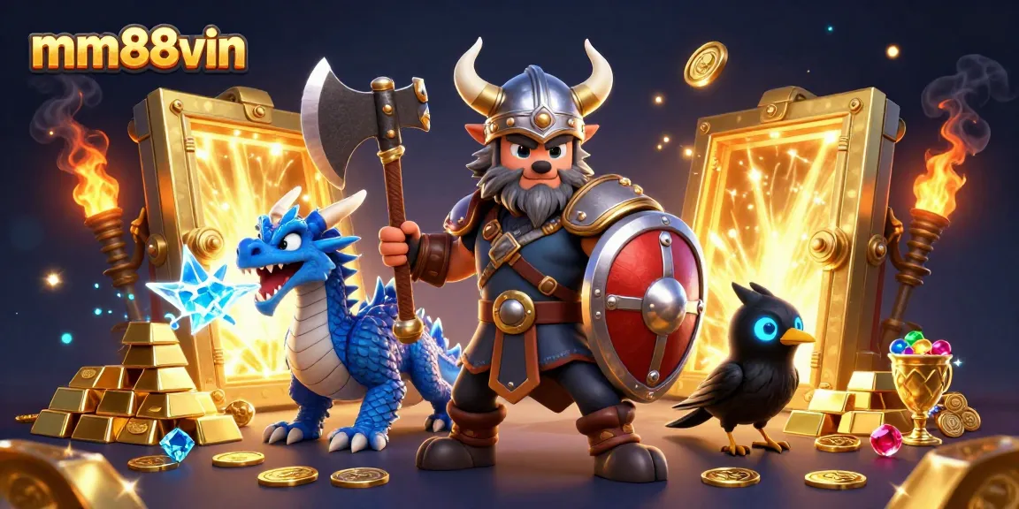 Experience winning thrills with mm88vin's vibrant casino adventure featuring fierce warriors and treasures.