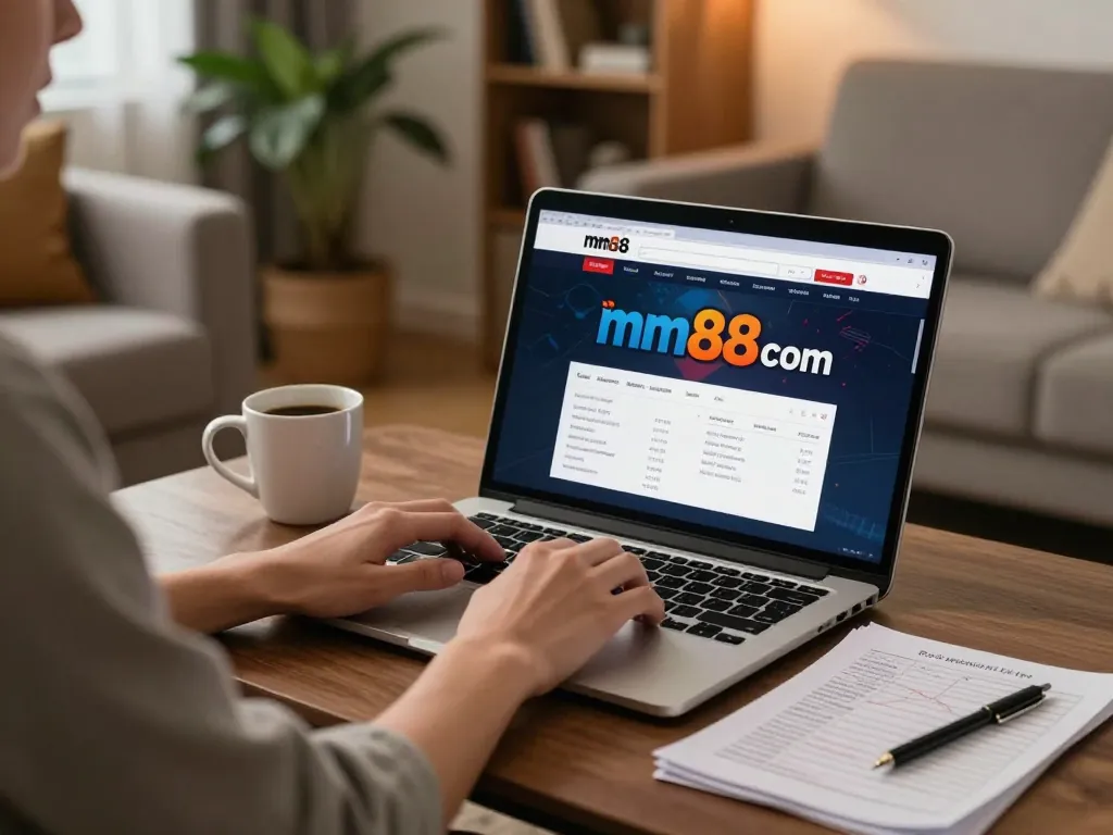 Engaging in online gambling on mm88 com while strategizing notes in a cozy living room setting.