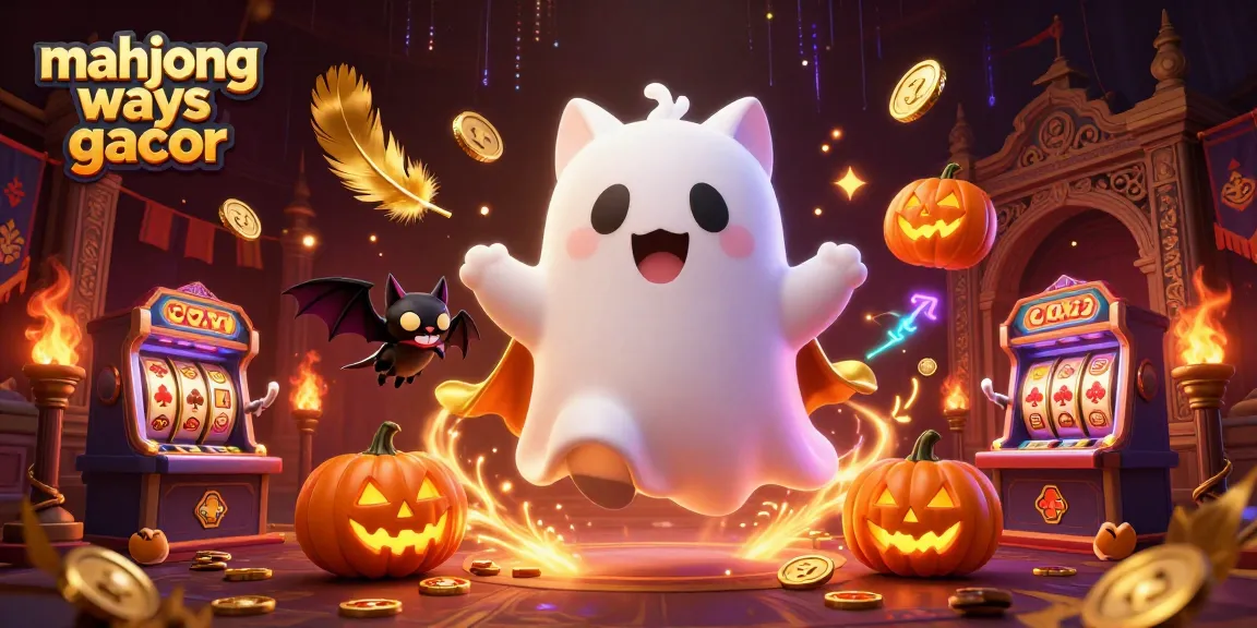 Experience thrilling gameplay with mahjong ways gacor, featuring ghost cat and vampire bat in a vibrant casino scene.
