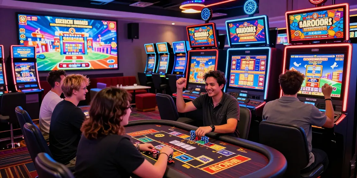 Players enjoying games at brcs.co.uk's vibrant credit card casino, showcasing excitement and social interaction.