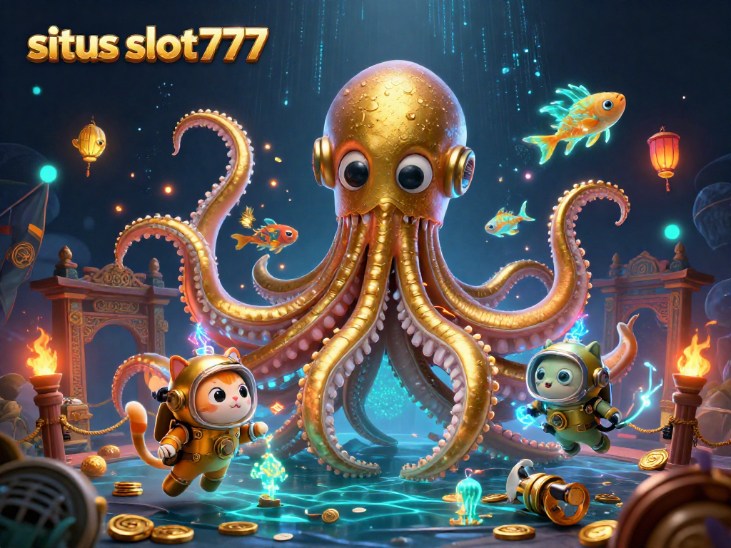 Engage in exciting gameplay on situs slot777 with gold coins and dynamic characters in a captivating scene.