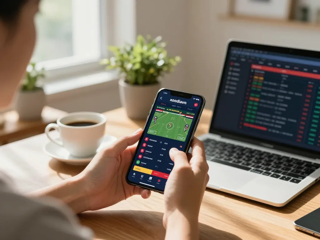 Player engaging with the xocdiavn online betting platform while analyzing sports betting odds.