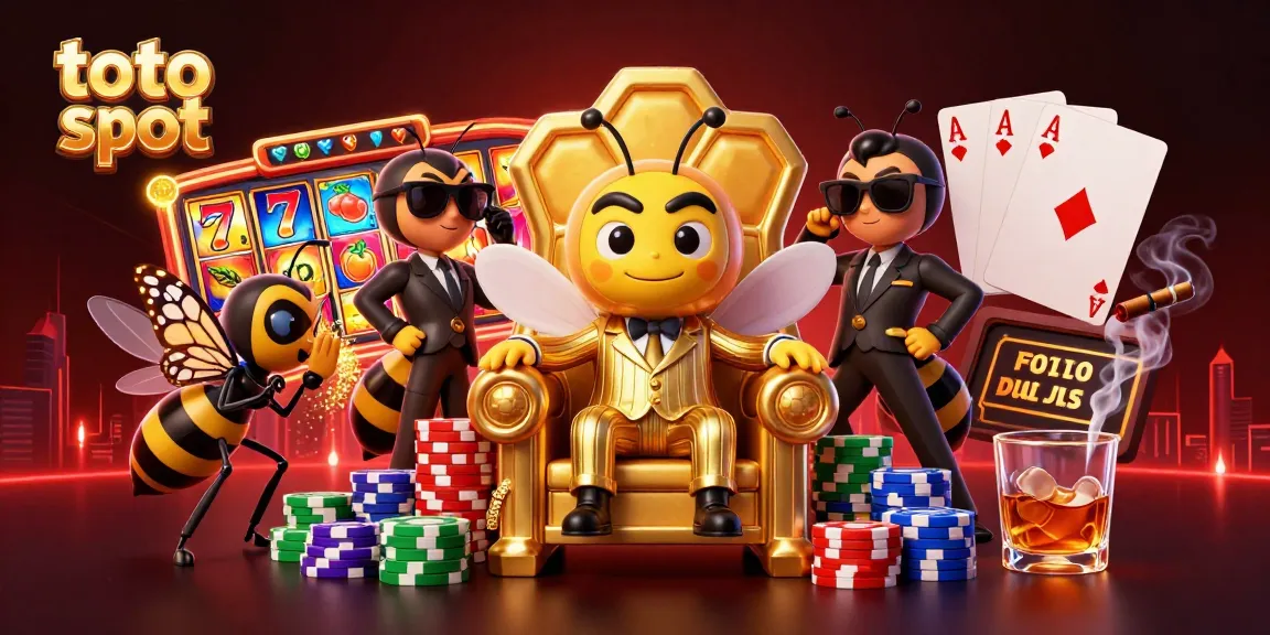 Toto slot scene with a bee mob boss, slot reels, and poker elements, showcasing dynamic gameplay.