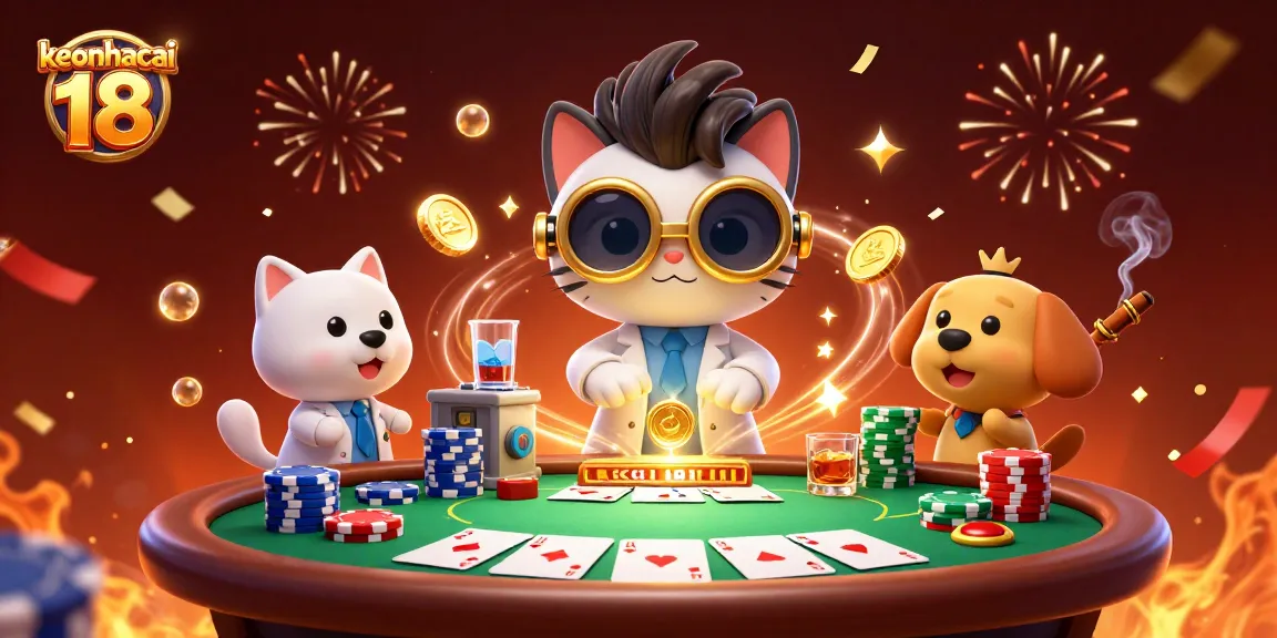 Experience thrilling action with keonhacai 18 in a vibrant casino illustration, showcasing poker excitement.
