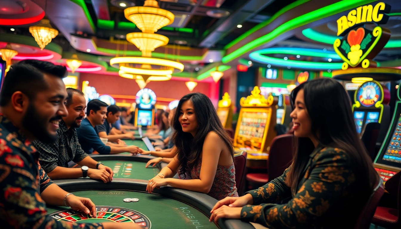 Spieler beim Casinospielen erleben Glück und Spannung in lebhafter Atmosphäre.
