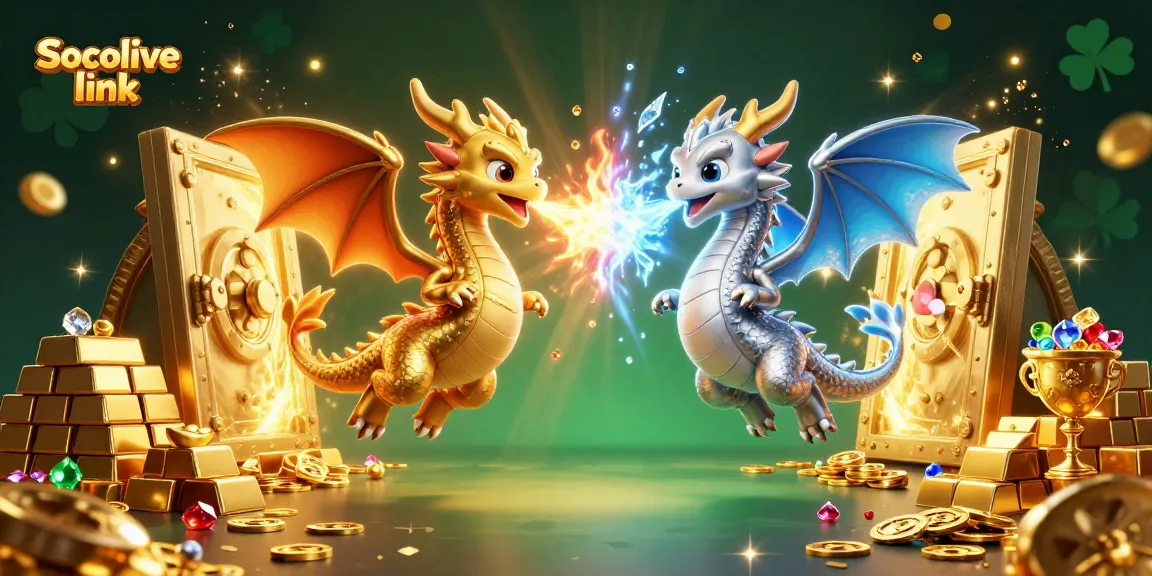 Socolive link offers an engaging scene of dragons and riches, showcasing fire and ice duel during gambling
