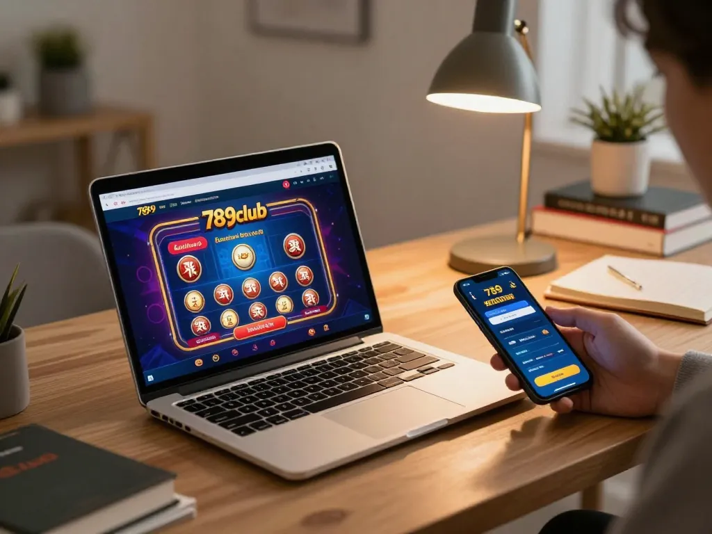 Engaging gameplay on 789club with vibrant online casino interface and smartphone betting app visible.