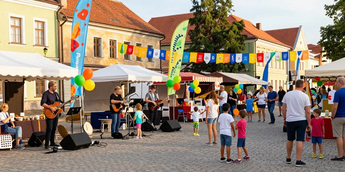 KurPramogauti cultural festival scene with artists, food stalls, and lively atmosphere in Panevėžys.