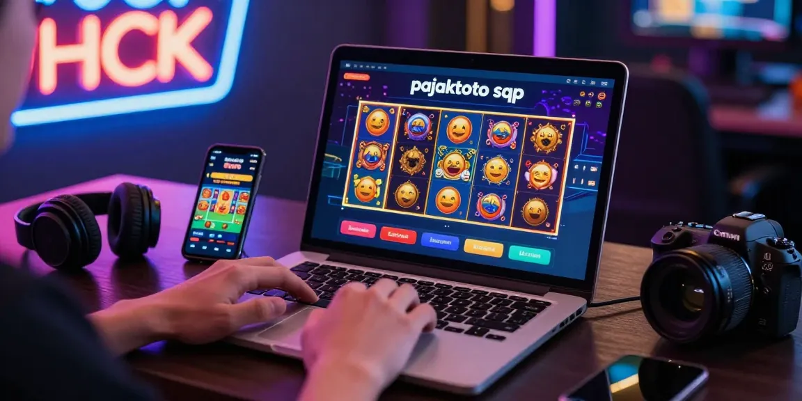 Engaged player exploring pajaktoto sgp gaming options on a modern laptop with vibrant visuals.