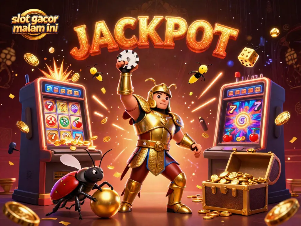 Momen menarik dari slot gacor malam ini dengan karakter unik dan elemen kasino yang penuh warna.