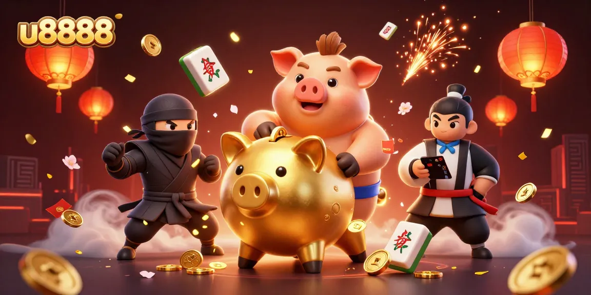 Engage with the u8888 casino world in a lively illustration featuring dynamic gaming characters.