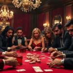 Players engaging in a tense Poker Game at a luxurious casino table.