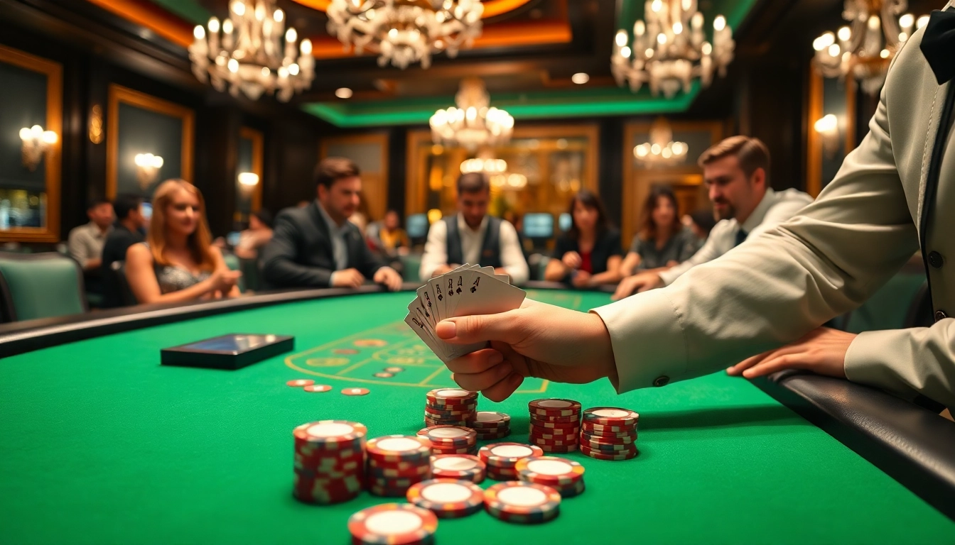 Engaging Blackjack Casino gameplay with players enjoying a vibrant card game experience.