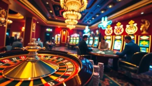 Người chơi đang tận hưởng poker và roulette với mức cược cao trong không gian casino sang trọng của BetVIP.