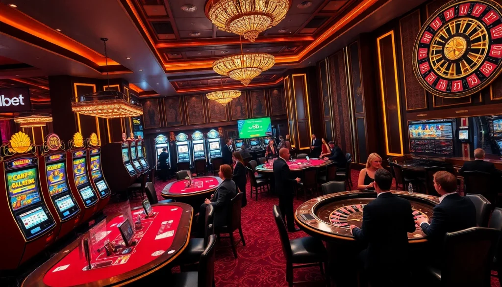 Experience thrilling games with F8bet in a luxurious casino setting.