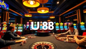 Experience the thrill of UU88 gaming at a lavish casino poker table.