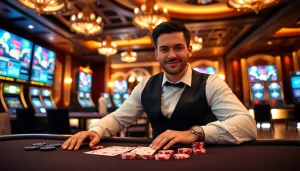 에볼루션 바카라에서 재미를 느끼는 카지노 딜러의 모습과 테이블의 세부 사항